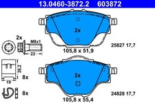 ATE Bremsbelagsatz Scheibenbremse 13.0460-3872.2 für PEUGEOT 308 C4 C5 3008 SUV