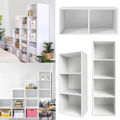 Weiß 2-5 Ebenen Würfel Bücherregal Vitrine Bücherregal Aufbewahrungsregal Holzregal