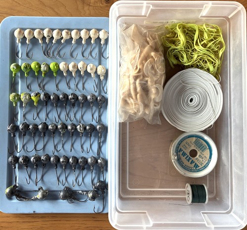 Striped Bass Ball Jig Materials .8 Oz Ballls/Hooks Bodies Skirts Leaders Thread