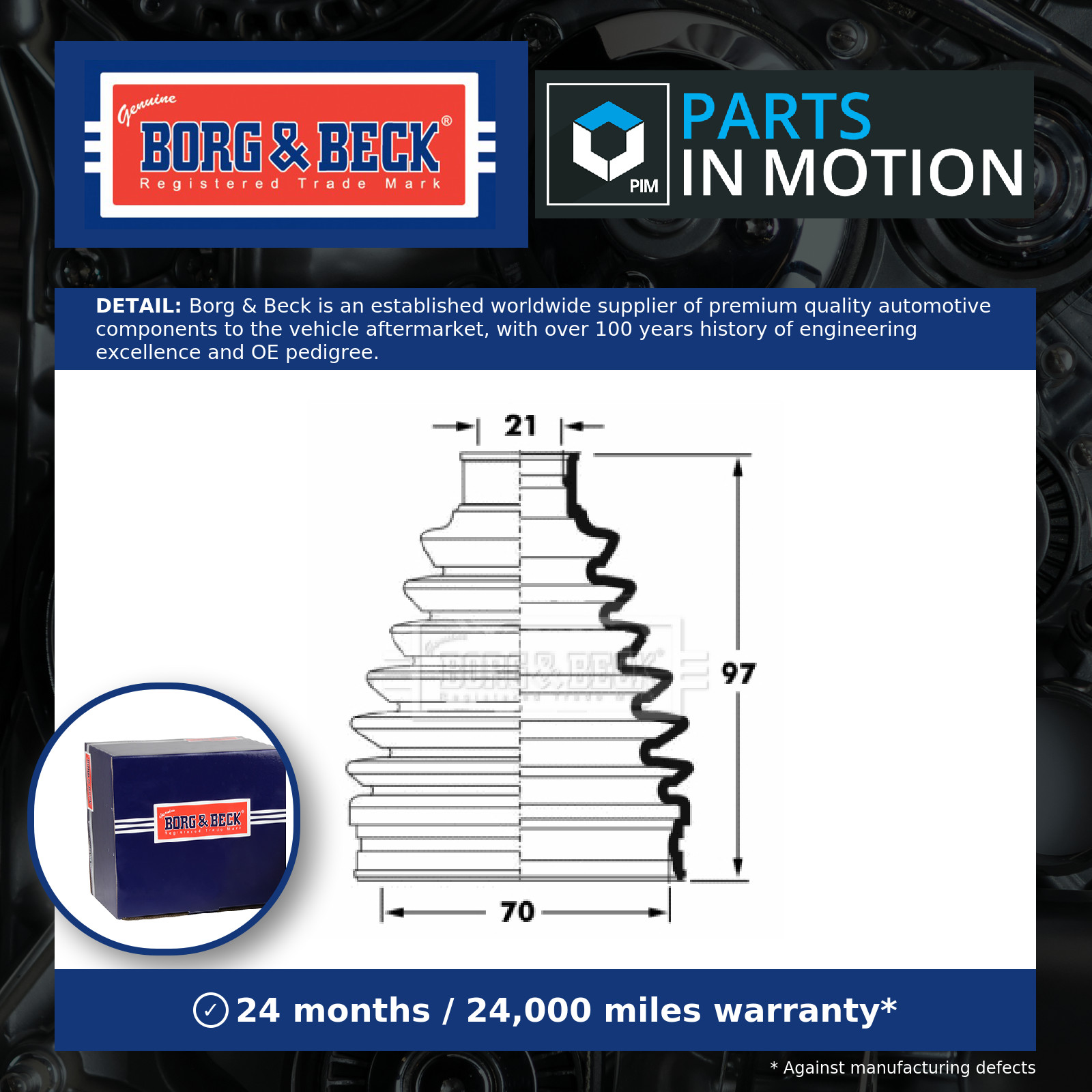 CV Joint Boot Outer BCB6066 Borg & Beck C.V. Driveshaft Gaiter 329813 329814 New