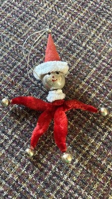 Vintage Chenille Pfeifenputzer Weihnachtsmann Figur Filzhut