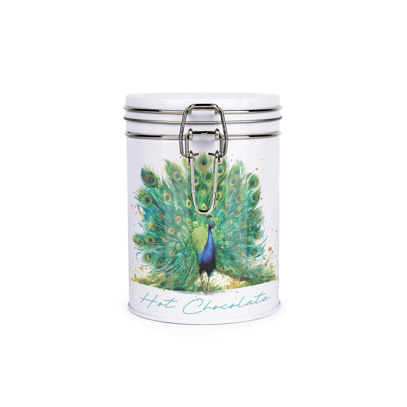 Purely Home Peacock Hot Drinks Canister - Hot Chocolate Storage Gift Tin