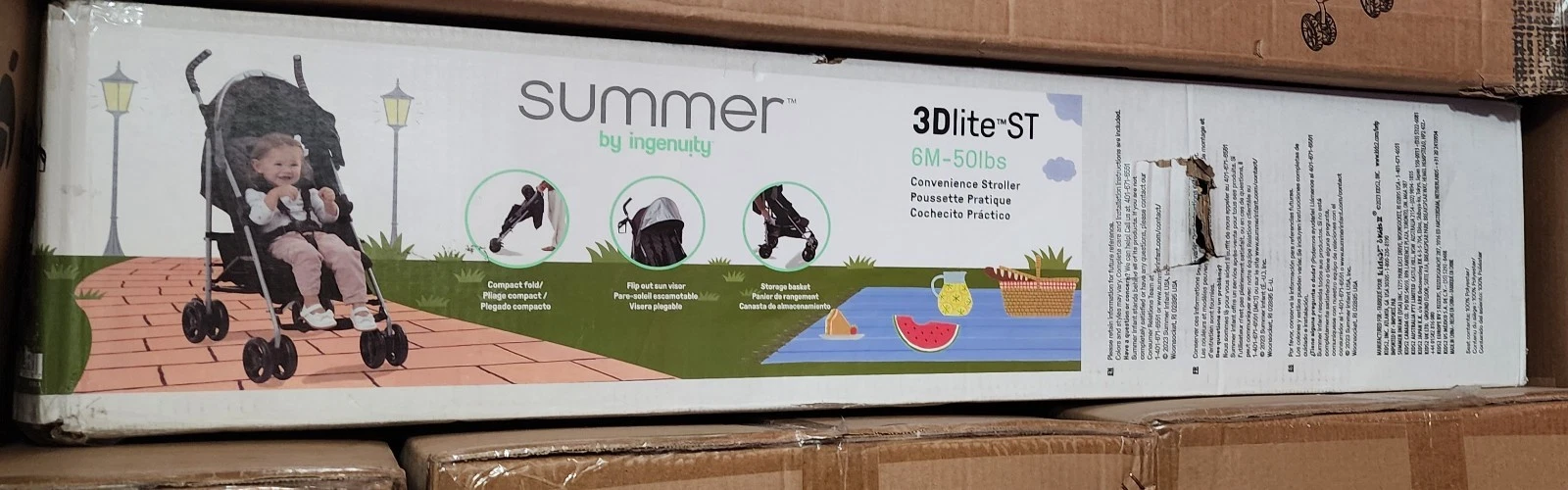 Summer Infant 3Dlite ST Convenience Stroller, Black & Gray - Lightweight Strolle