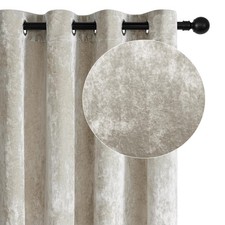 Ivory White Crushed Velvet Curtains 52" x 96" Luxurious Thermal Insulation So...