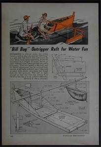 Tire Tube Raft BOAT w/Outrigger 1955 How-To build PLANS