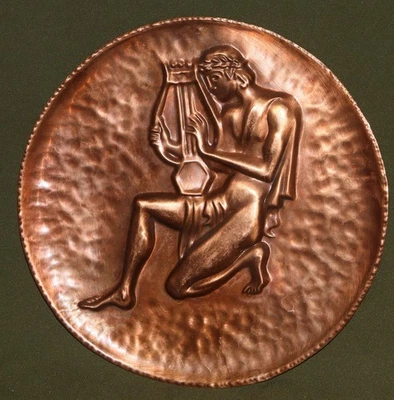 Vintage 25cm copper decorative plate Orpheus plays his lyre - Bild 1 von 4