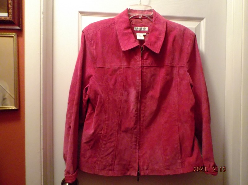 Vintage Coldwater Creek Pink 100% Leather Suede Jacket sz PXL