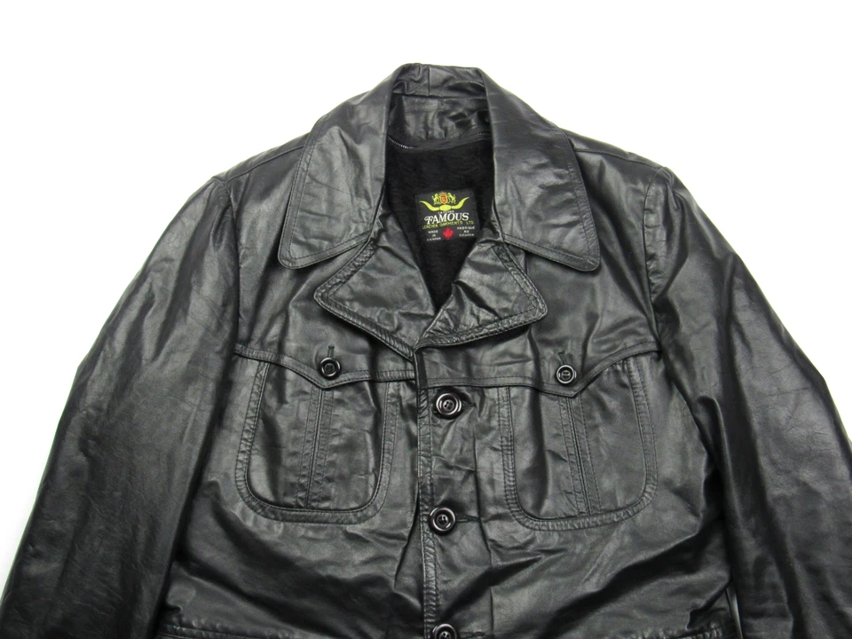 Abrigo Chaqueta De Colección Años 60 70 Elegante Famosa Cuero Coche Talla 40 Chaqueta Occidental Forrada Foto 2 de 4