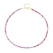 Rosa Saphir Vergoldetes Silber Collier