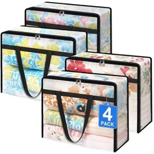  4 Pack Clear Clothes Storage Bags, Moving Bags, Foldable Blanket 40L 4.0