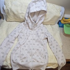 Billabong Women's Full Zip Fleece Hoodie White Gray Geometric S/P Polyester