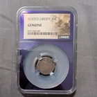 1855 Philadelphia Mint Silver Seated Liberty Dime NGC slabbed as genuine