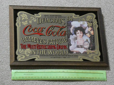 COCA COLA ADVERTISING MIRROR Vintage Victorian Style 1980's VGC 8.75"x12.75"