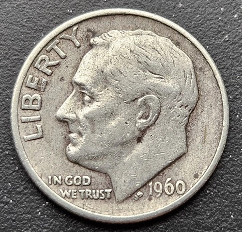 1960 Roosevelt Dime 90% Silver 10 Cents United States