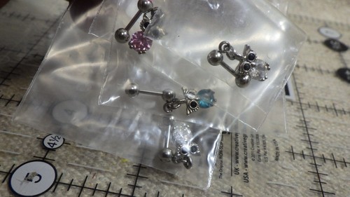 105+ body jewelry rhinestone piercings variety lot short round flat military - Picture 16 of 24