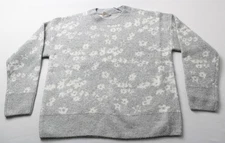 Wishlist Women's Pleasing Memories Floral Soft Knit Sweater CN6 Grey Large NWT