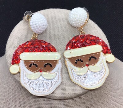 Christmas Holiday Red Crystal Simulated Pearl Santa Claus Fashion