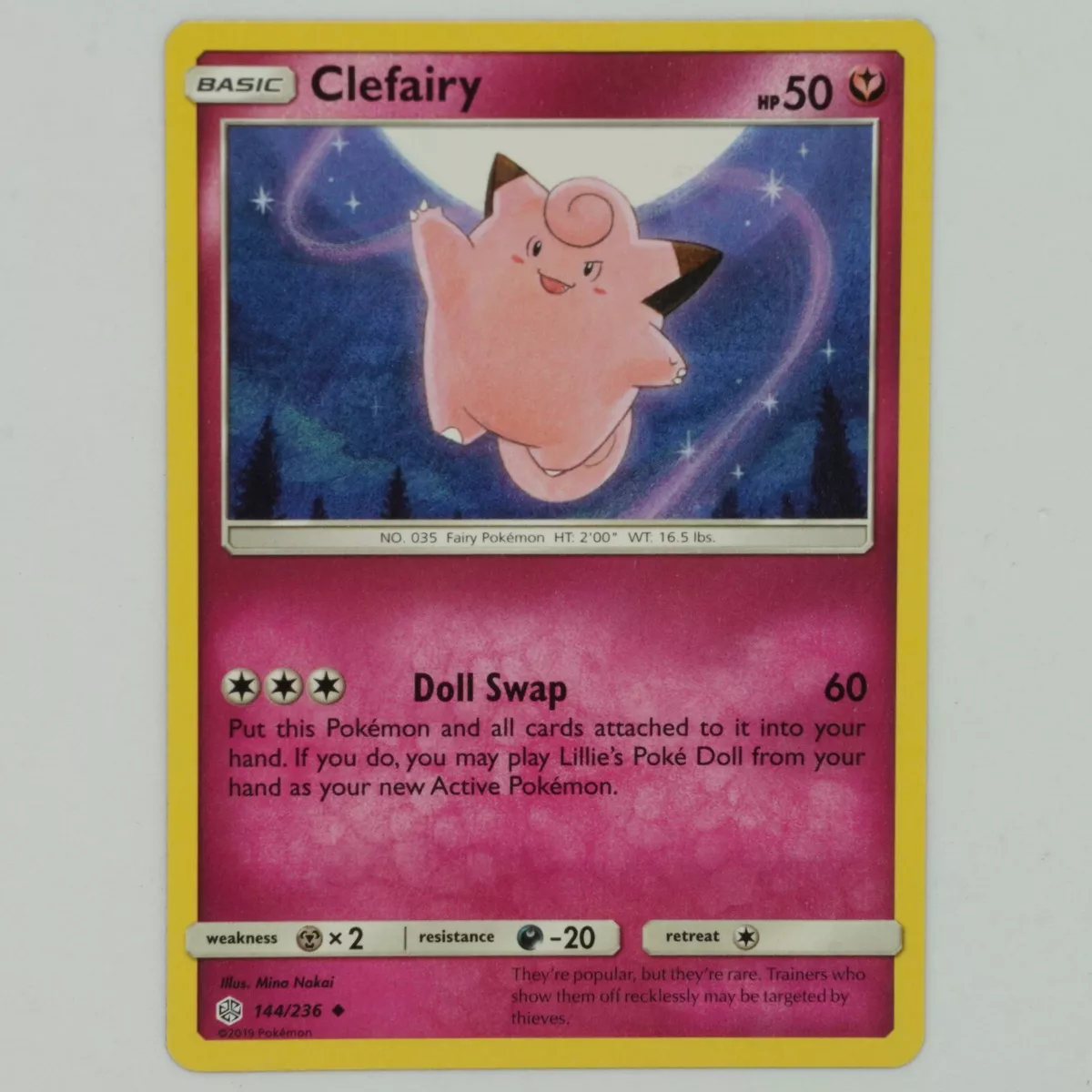 Card Clefairy 144/236 da coleção Cosmic Eclipse