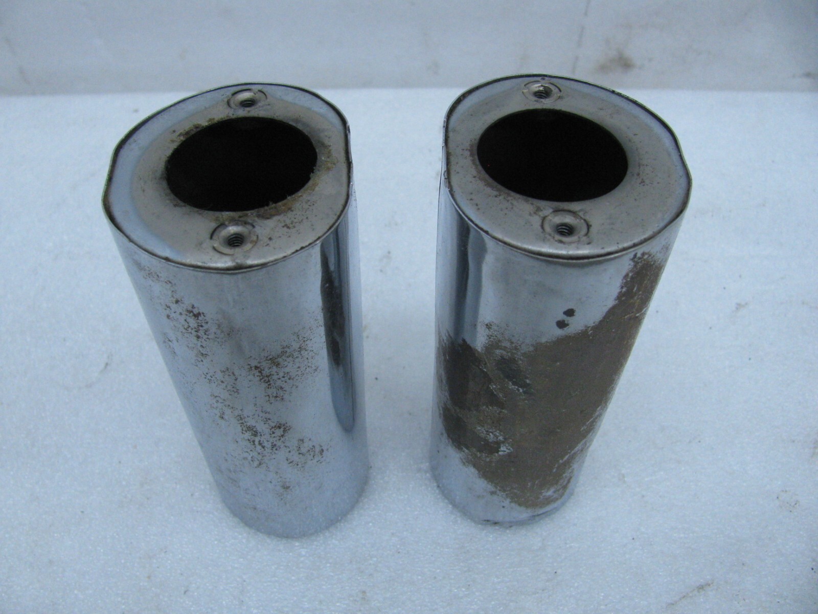 original Harley Davidson front end fork tube covers Cowbells KModel