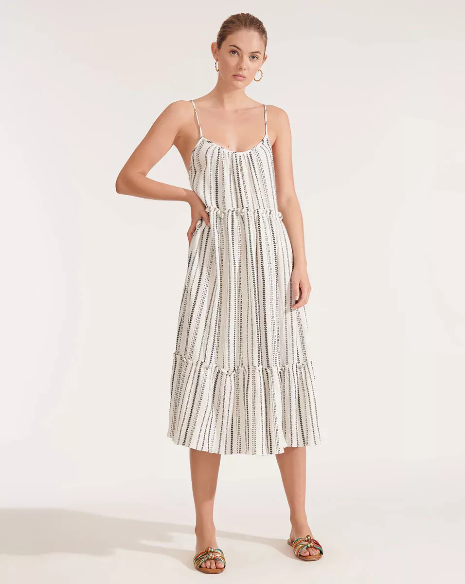 Veronica Beard Ayesha Striped Cover-Up Midi Dress Ruffle Resort White XS  251132 | eBay