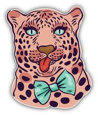 Leopard Face Car Bumper Sticker Decal 4'' x 5''