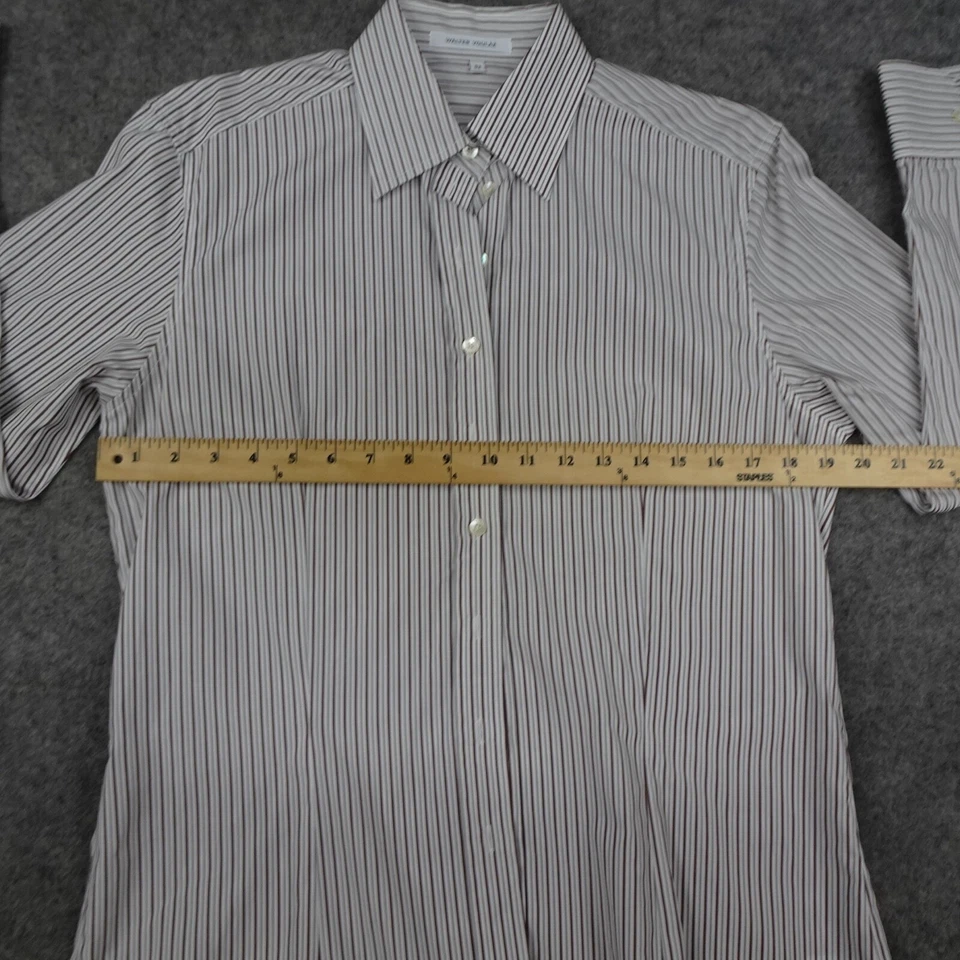 Camisa Walter Voulaz Mujer 42 Botones Rayas Blanco Marrón Italia Foto 4 de 4