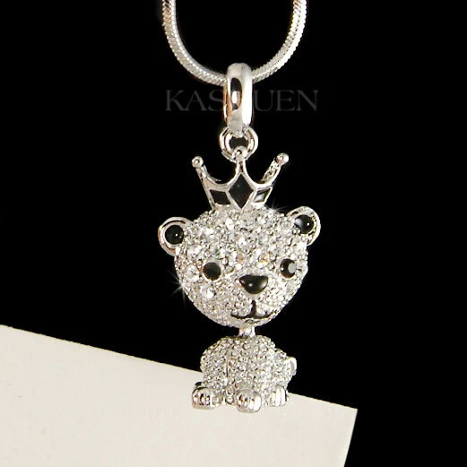 Swarovski crystal store bear necklace