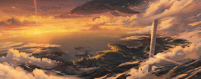 Anime Cloud Coastline Horizon Sky Sunrise Whale  Gaming Mat Desk 3846