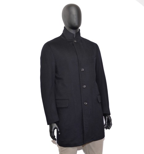Perfect RRP3500$ Men's Canali Coat 54IT 44US Black 100% Cashmere Zilli - Picture 4 of 12