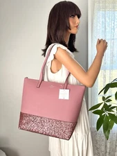 NEW Kate Spade Penny  Glitter Tote Shoulder Bag Dusty Peony