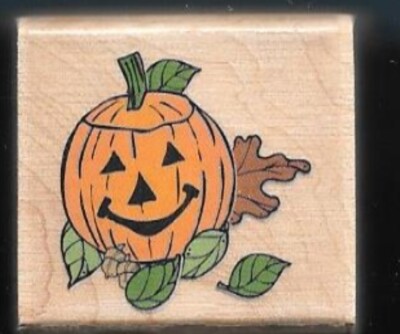 PUMPKIN HAPPY Jack-O-Lantern HALLOWEEN GIFT Tag small Craft SMALL RUBBER STAMP 