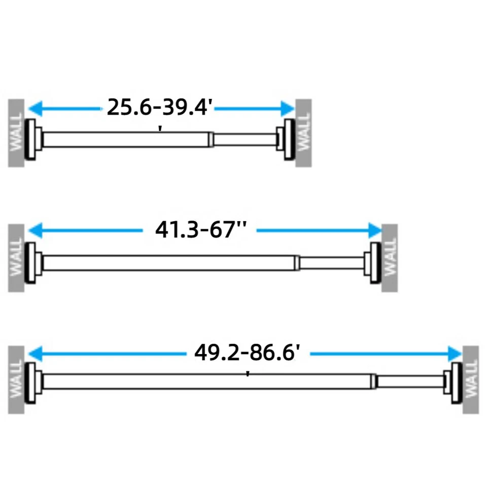 Barra de riel de cortina de ducha telescópica de acero inoxidable ajustable 25,6 pulgadas-86,6 pulgadas Foto 2 de 4