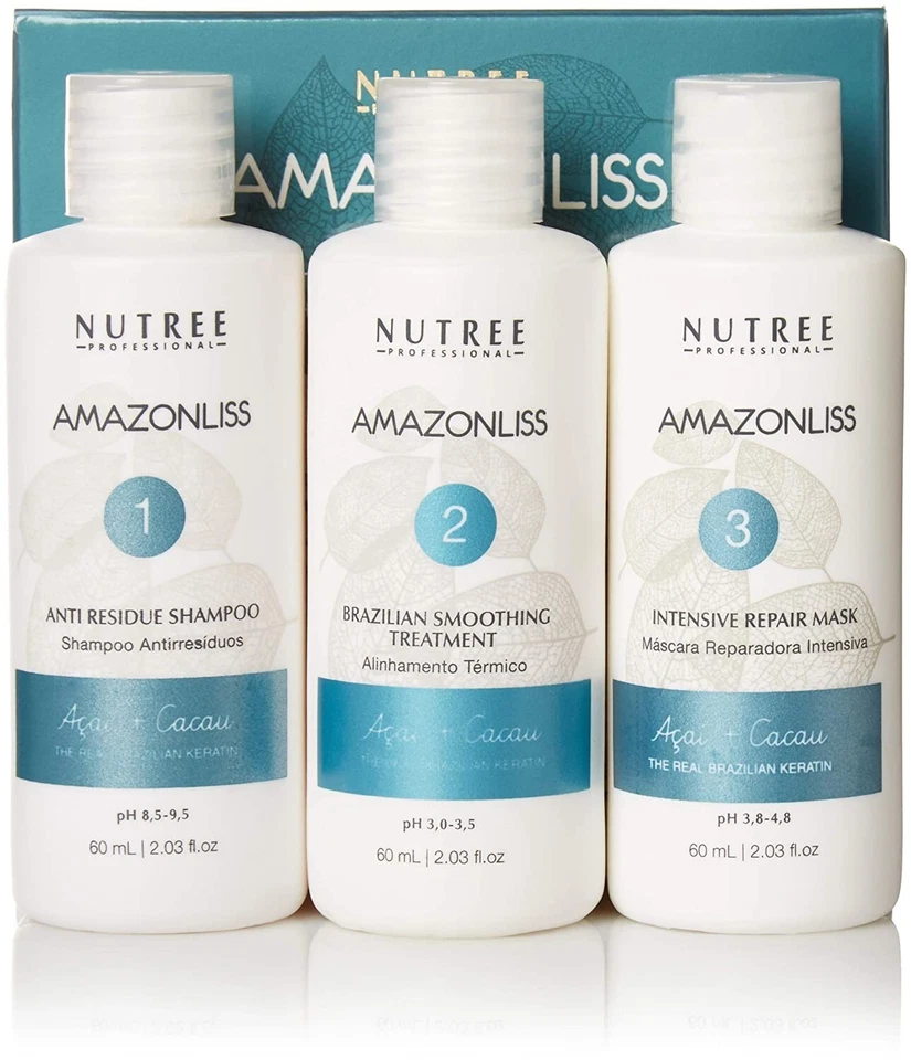 Kit de 3 pasos para tratamiento capilar de queratina Nutree/Amazonliss 2,03 fl oz. Foto 2 de 4