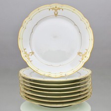 KPM Berlin um 1900: 8 Stück Speiseteller, Reliefgold Teller Essteller Jugendstil