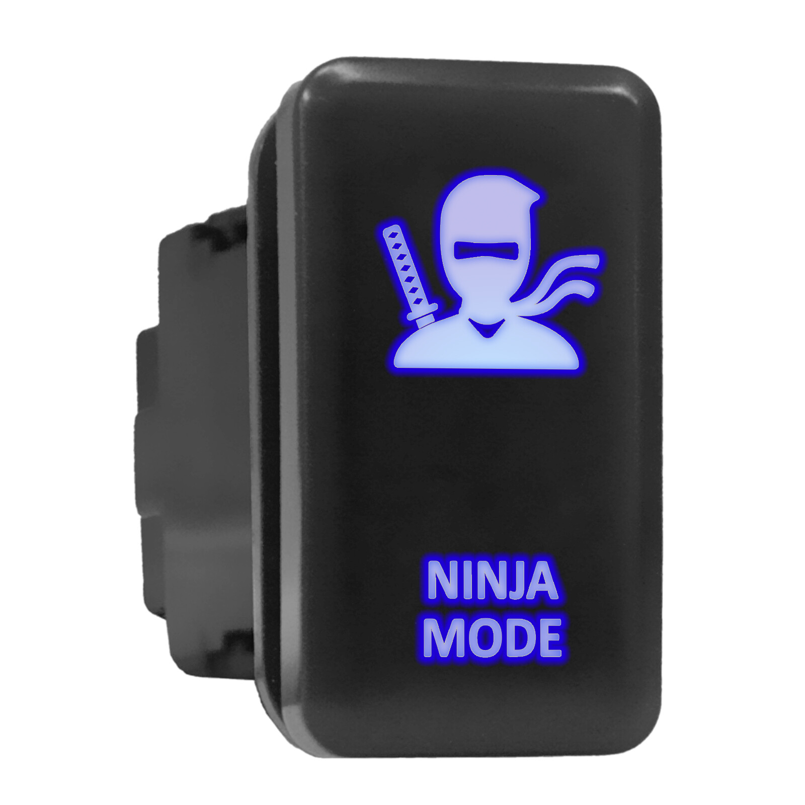 Ninja Mode Blue LED Backlit Switch Tall Push Button 1.54x0.83in Fits Toyota-image
