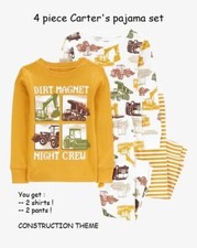 NEW Carter's Little Boys' 4 Pc Construction Dumptruck Pajama Set Toddler/Kid 3T