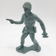 Vintage TIM-MEE TOYS large toy soldier with pistol figure green 5 Inches