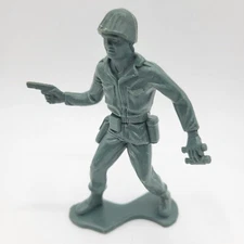 Vintage TIM-MEE TOYS large toy soldier with pistol figure green 5 Inches 