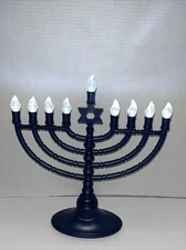 Rite Lite Hanukkah Chanukah 11.6" Blue Plastic Energy LED Menorah AAA Battery