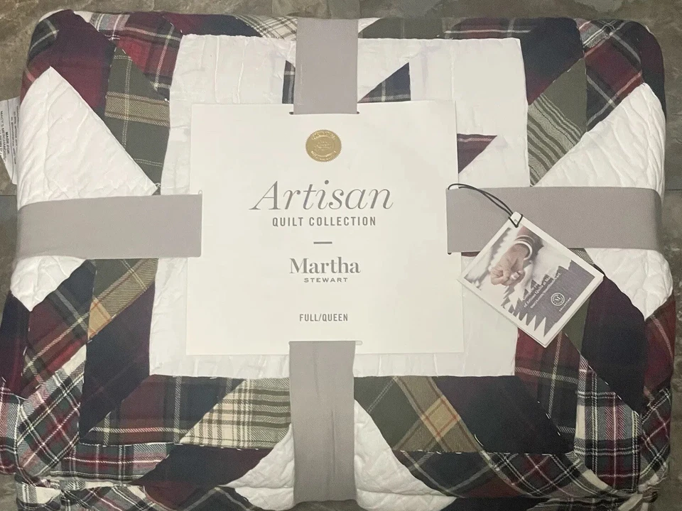 Colcha completa/reina artesanal retazos a cuadros estrella colección martha stewart Foto 2 de 3