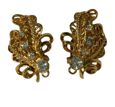 Vintage Signed Jose Barrera for Avon Rhinestone Clip On Earrings