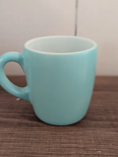 VTG HAZEL ATLAS COFFEE CUP MUG C HANDLE TURQUOISE TEAL AQUA