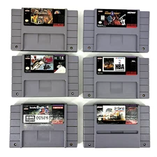 Super Nintendo Lot Of 6 Games SNES NBA HangTime Showdown Wrestlemania Black Bass
