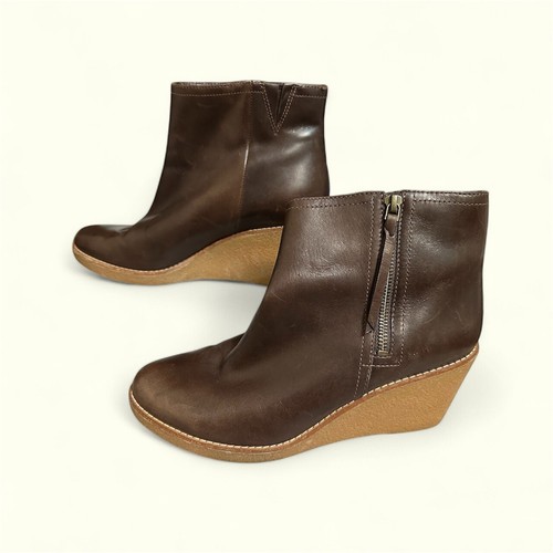 Cole Haan Auden Waterproof Leather Ankle 3” Wedge Zip Boot Women Size 11 Brown