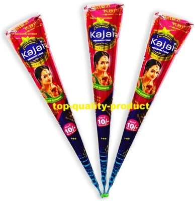KAJAL HENNA CONE 3 ORGANIC DARK BROWN KAJAL HENNA BRIDAL MEHNDI CONE WHOLESALE SELLER PURE&FRESH