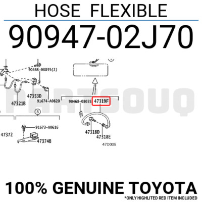 9094702J70 Genuine Toyota HOSE FLEXIBLE 90947-02J70 | eBay