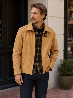  Robert Comstock Expedition Med Men's Brown Leather Jacket New NWoT 