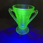 Anchor Hocking Green Depression Glass Open Sugar Bowl Circle Uranium Glows