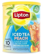 Lipton Iced Tea Mix, Peach Sweetened Iced Tea, Makes 10 Quarts BB 5/31/25