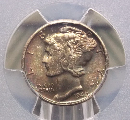 1942 "S" Mercury SILVER Dime 10c PCGS MS66 #408 Gem BU Uncirculated ECC&C, Inc.